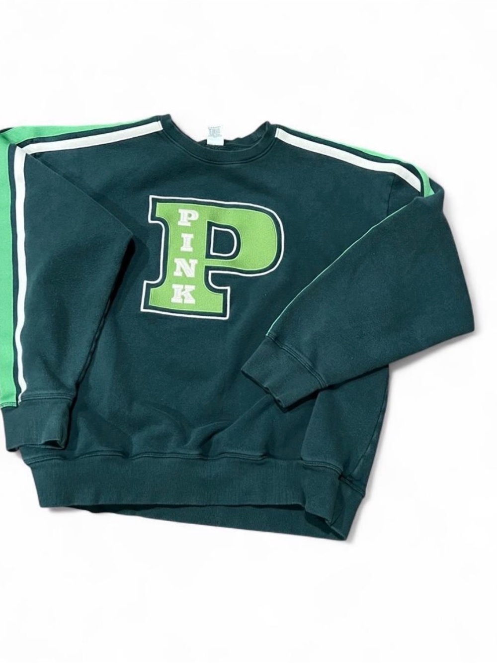 Victoria’s Secret PINK Green & White Vintage Style Sweatshirt